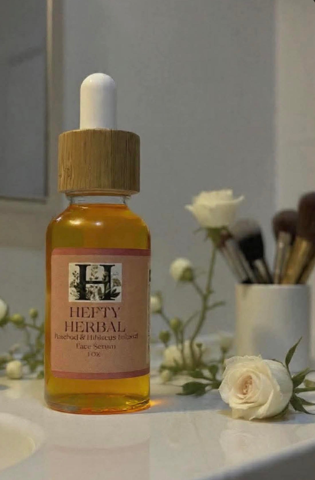 Botanical face serum with rosebud and hibiscus infused sunflower oil 1 oz made in Grafton NH